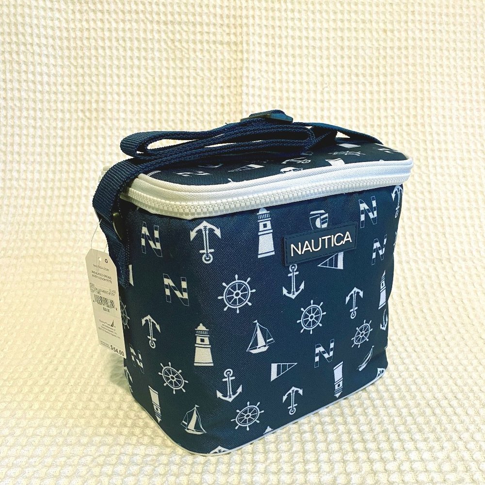 Nautica insulated lunch tote - blue and white